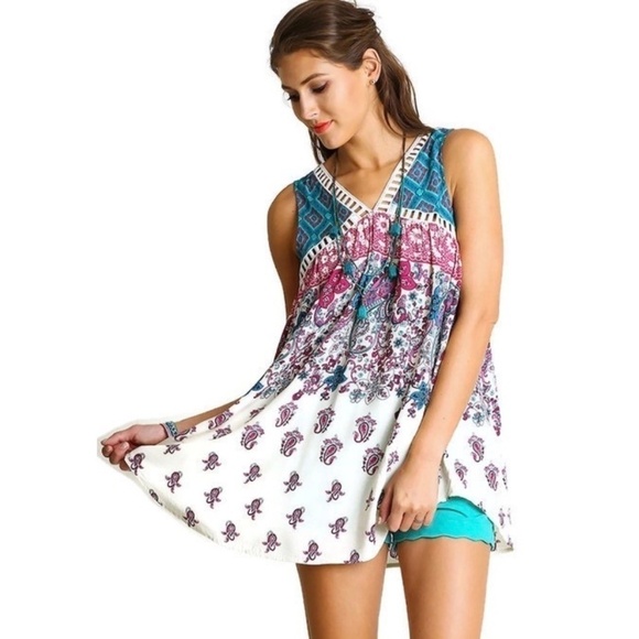 Paisley Print Sleeveless Tunic - Picture 1 of 5
